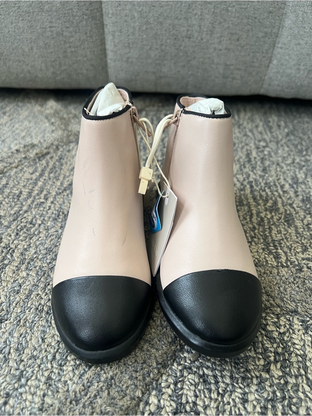 Zara Cream and Black Kids Ankle Captoe Boots Booties size 11